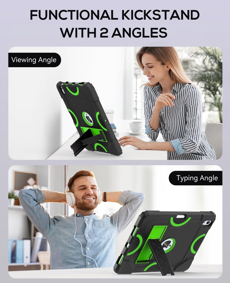 Cantis Case for iPad Air 11-inch (M3) 2025/ (M2) 2024, iPad Air 5th/4th Generation (2022/2020) 10.9 Inch, Heavy Duty Shockproof Rugged Protective for i Pad Air 11'', Black+Green+Black - Image 3