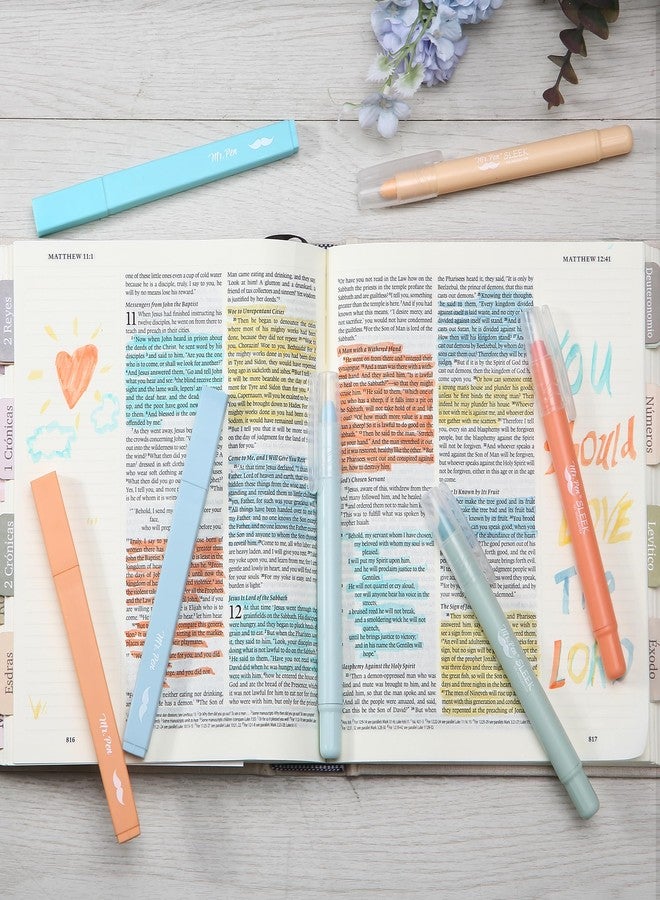 مستر. بين أقلام تظليل مستر بن، عبوة من 8 أقلام، أقلام تظليل بألوان الباستيل للكتاب المقدس، لا تسيل. - Image 4