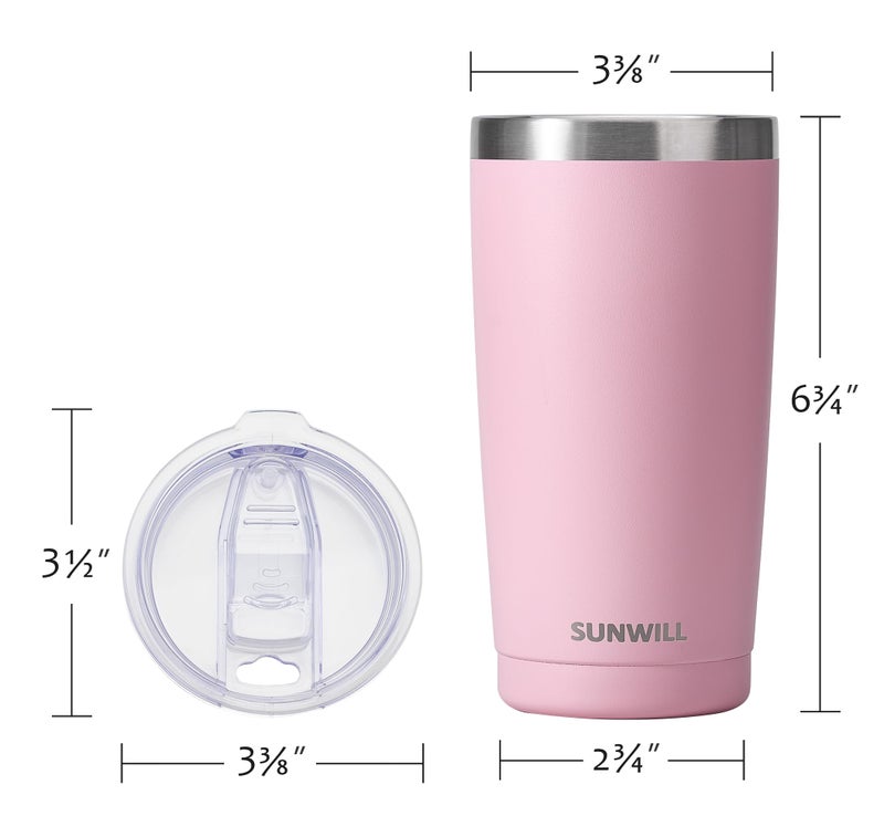 SUNWILL SUNWILL Insulated Coffee Tumbler with Lid  Stainless Steel Coffee Travel Mug  Double Wall 20 oz Tumbler Thermal Reusable Coffee Cup  Powder Coated Sakura  Spill Proof Sliding Lid - Image 3