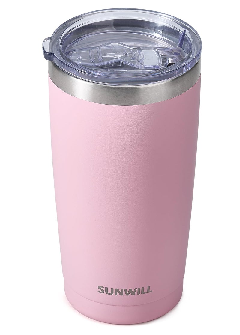 SUNWILL SUNWILL Insulated Coffee Tumbler with Lid  Stainless Steel Coffee Travel Mug  Double Wall 20 oz Tumbler Thermal Reusable Coffee Cup  Powder Coated Sakura  Spill Proof Sliding Lid - Image 1