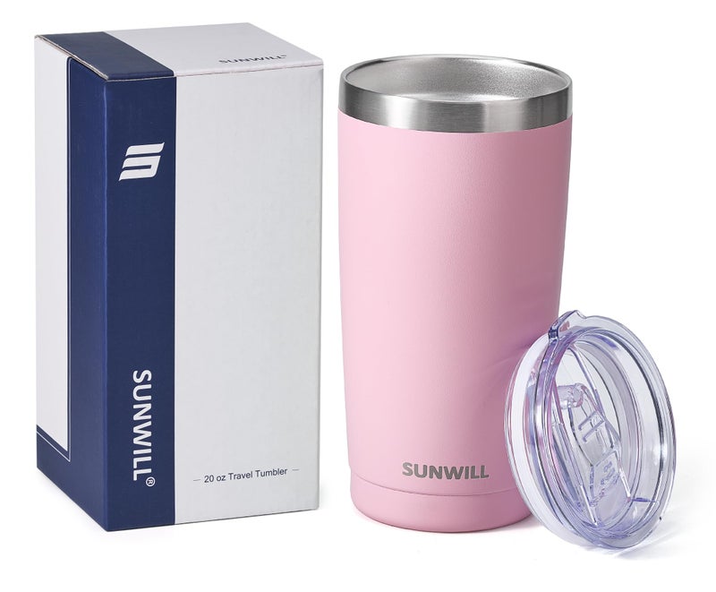 SUNWILL SUNWILL Insulated Coffee Tumbler with Lid  Stainless Steel Coffee Travel Mug  Double Wall 20 oz Tumbler Thermal Reusable Coffee Cup  Powder Coated Sakura  Spill Proof Sliding Lid - Image 4