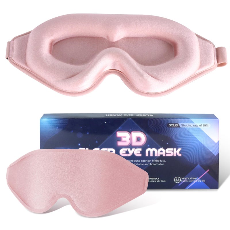 QUWOLACE Sleep Mask for Men Women,Upgraded 3D Deep Contoured Eye Covers for Sleeping with Adjustable Strap,Block Out Light, Soft Comfort Eye Shade Cover for Travel Yoga Nap (1pcs, Pink) - Image 1