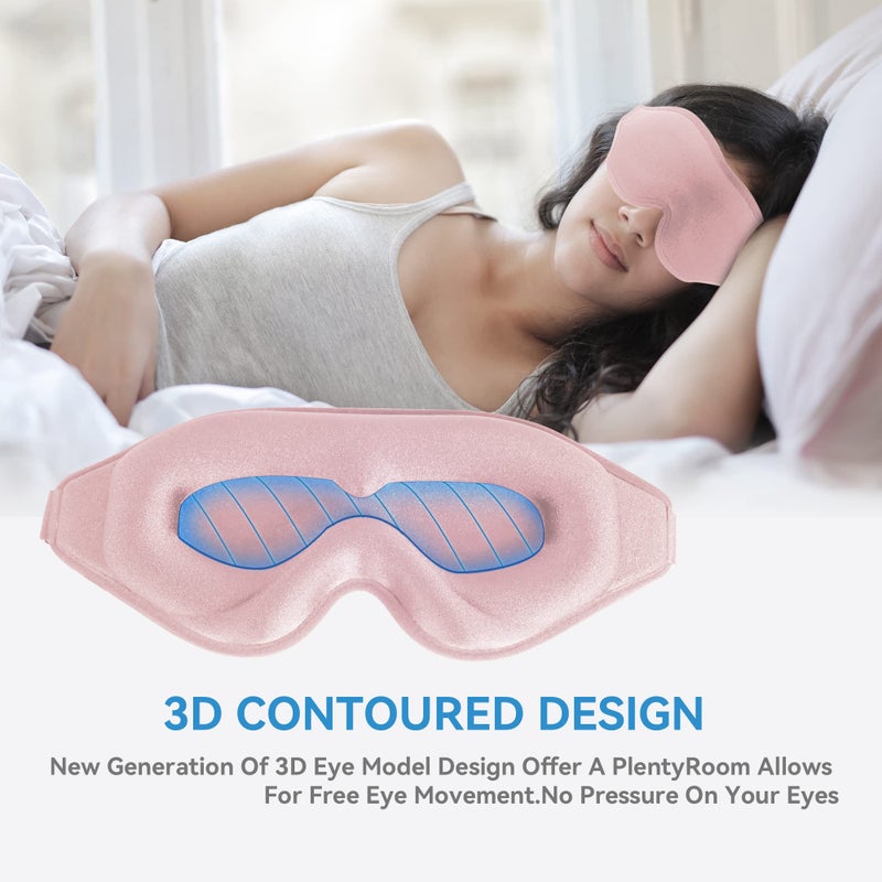 QUWOLACE Sleep Mask for Men Women,Upgraded 3D Deep Contoured Eye Covers for Sleeping with Adjustable Strap,Block Out Light, Soft Comfort Eye Shade Cover for Travel Yoga Nap (1pcs, Pink) - Image 4
