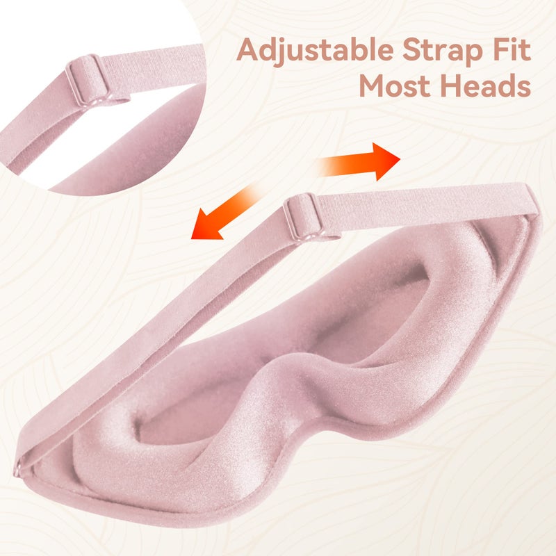 QUWOLACE Sleep Mask for Men Women,Upgraded 3D Deep Contoured Eye Covers for Sleeping with Adjustable Strap,Block Out Light, Soft Comfort Eye Shade Cover for Travel Yoga Nap (1pcs, Pink) - Image 3