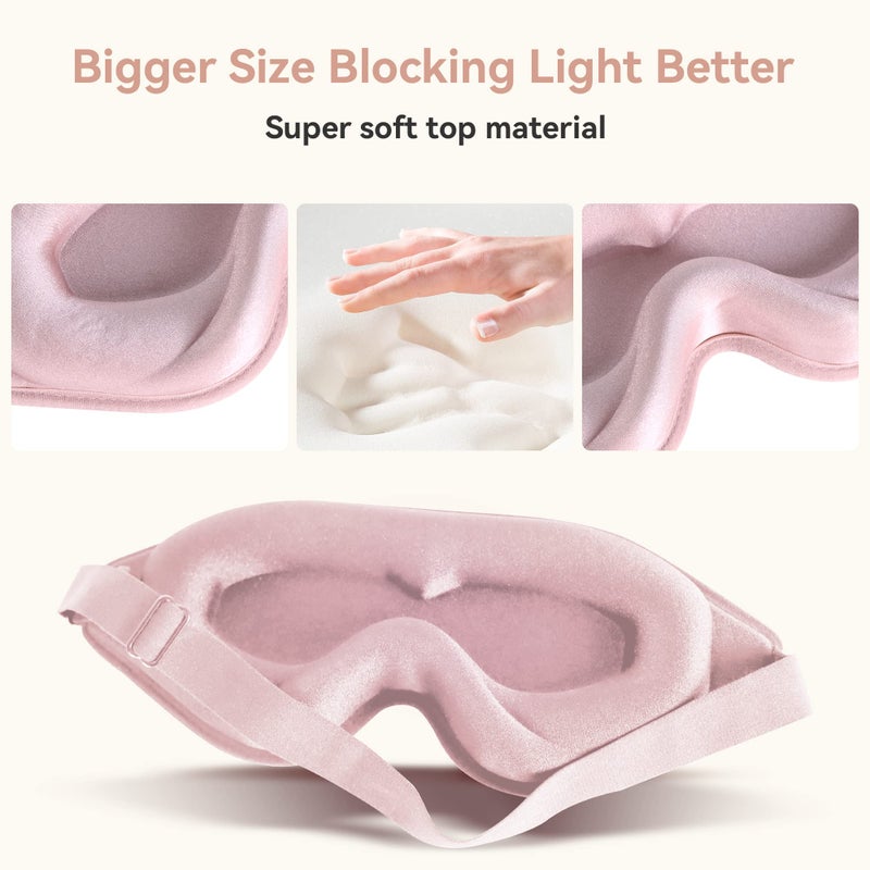 QUWOLACE Sleep Mask for Men Women,Upgraded 3D Deep Contoured Eye Covers for Sleeping with Adjustable Strap,Block Out Light, Soft Comfort Eye Shade Cover for Travel Yoga Nap (1pcs, Pink) - Image 2