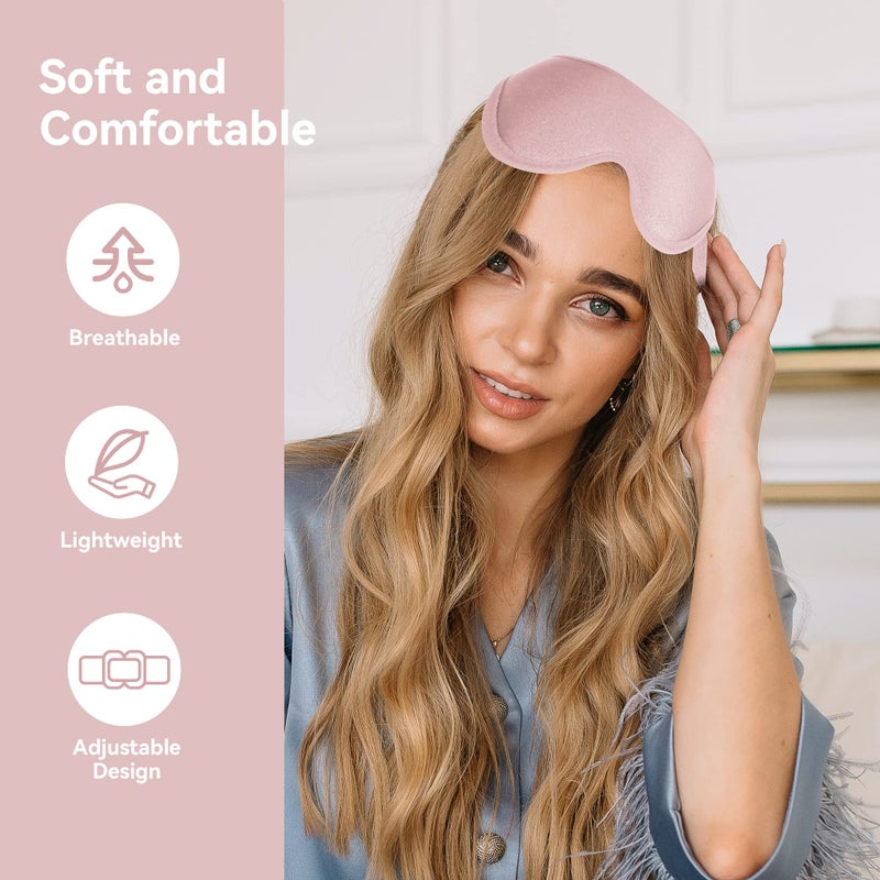 QUWOLACE Sleep Mask for Men Women,Upgraded 3D Deep Contoured Eye Covers for Sleeping with Adjustable Strap,Block Out Light, Soft Comfort Eye Shade Cover for Travel Yoga Nap (1pcs, Pink) - Image 5