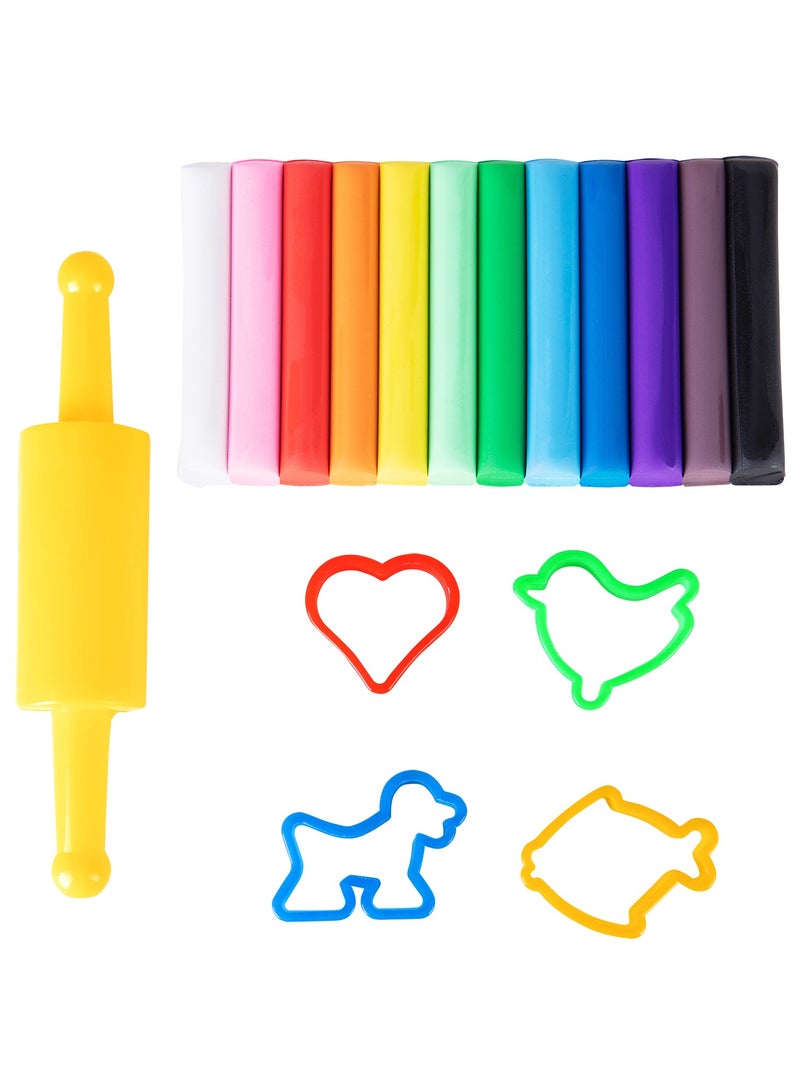 Deli دلي ED75041-CN بلاستيسين 12 لون 160غ مع 4 قوالب وعجلة لف - مثالي للتعليم في مرحلة الطفولة المبكرة واللعب الإبداعي - Image 2