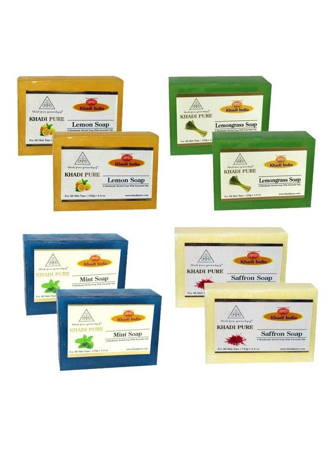 Khadi Pure Lemon Lemongrass Mint & Saffron Soap 125 G (Pack Of 8)  - Image 2