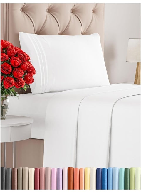 Twin Size Sheet Set - Breathable & Cooling Sheets - Hotel Luxury Bed Sheets - Extra Soft - Deep Pockets - Easy Fit - 3 Piece Set - Wrinkle Free - Comfy - White Bed Sheets – Twins Sheets - 3 PC