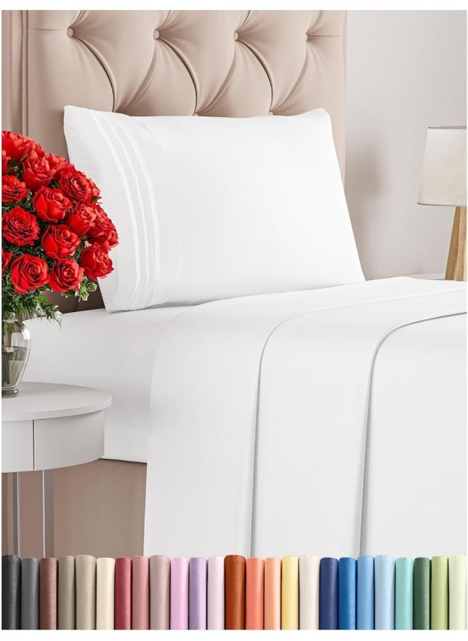 Twin Size Sheet Set - Breathable & Cooling Sheets - Hotel Luxury Bed Sheets - Extra Soft - Deep Pockets - Easy Fit - 3 Piece Set - Wrinkle Free - Comfy - White Bed Sheets – Twins Sheets - 3 PC