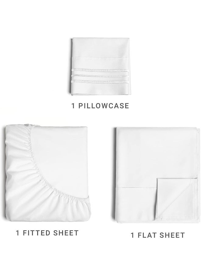 Twin Size Sheet Set - Breathable & Cooling Sheets - Hotel Luxury Bed Sheets - Extra Soft - Deep Pockets - Easy Fit - 3 Piece Set - Wrinkle Free - Comfy - White Bed Sheets – Twins Sheets - 3 PC