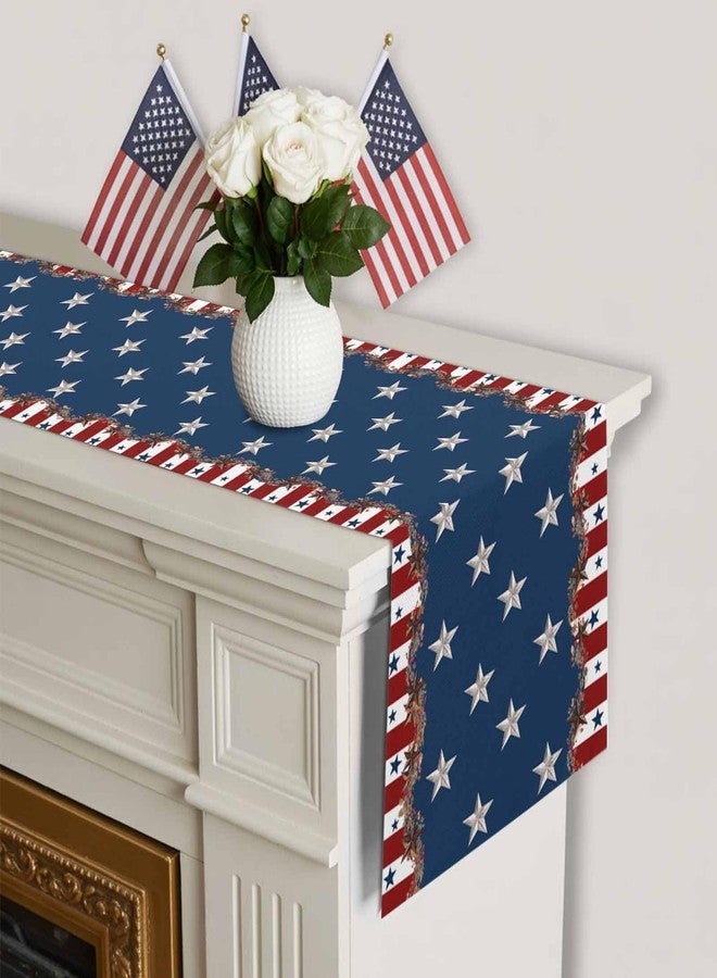 LooPoP 4th of July Table Runner 13x90 Inches Long Patriotic Star Stripes Runner for Table Rustic Red Blue Independence Day Table Runners Dresser Scarf for Kitchen Dining Memorial Day Holiday Party Decor - Image 5