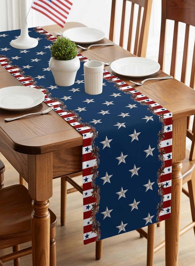 LooPoP 4th of July Table Runner 13x90 Inches Long Patriotic Star Stripes Runner for Table Rustic Red Blue Independence Day Table Runners Dresser Scarf for Kitchen Dining Memorial Day Holiday Party Decor - Image 4
