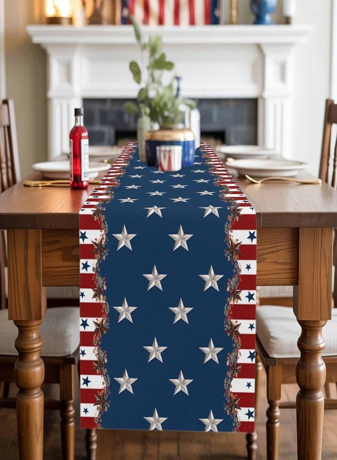 LooPoP 4th of July Table Runner 13x90 Inches Long Patriotic Star Stripes Runner for Table Rustic Red Blue Independence Day Table Runners Dresser Scarf for Kitchen Dining Memorial Day Holiday Party Decor - Image 2