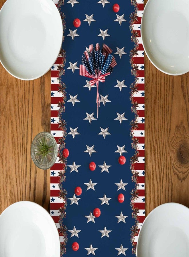 LooPoP 4th of July Table Runner 13x90 Inches Long Patriotic Star Stripes Runner for Table Rustic Red Blue Independence Day Table Runners Dresser Scarf for Kitchen Dining Memorial Day Holiday Party Decor - Image 3