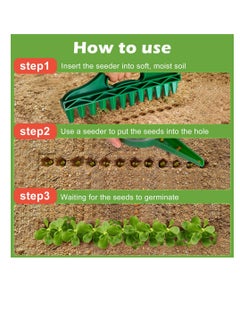 Generic 2 Pack Sowing Seeds Dispenser Set, 12 Holes Seed-in Soil Digger Planter, Garden Seed Spacer, Adjustable Hand Hold Sowing Seeds Dispenser, Seedlings Dibber, Green  - Image 4