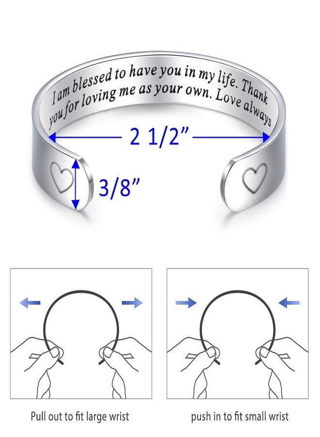 LParkin Stepmom Gifts Bracelets I Am Blessed To Have You In My Life mMother in Law Cuff Bracelet Godmother Gift (Cuff) - Image 2