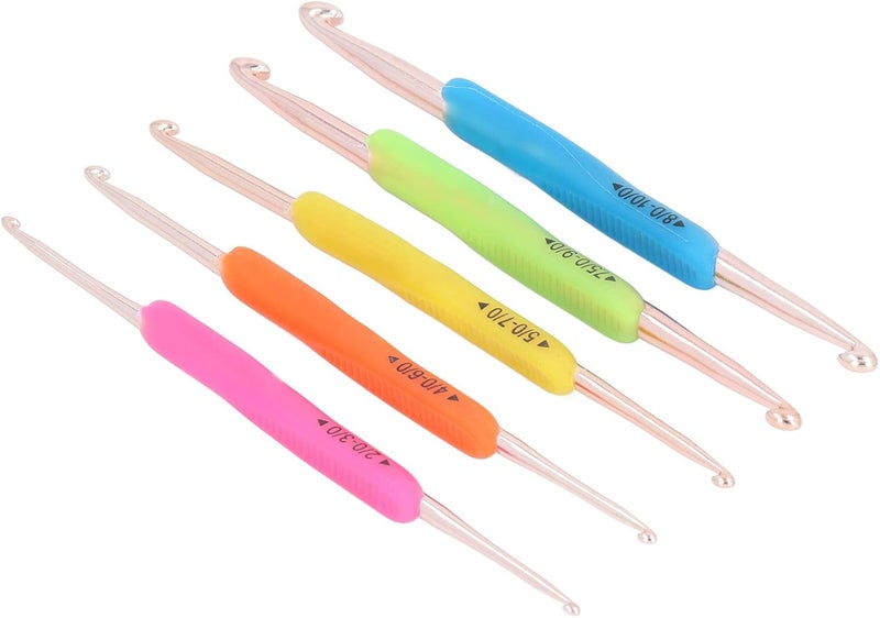 5 Pcs Double Ended Crochet Hooks, Aluminum Ergonomic Colorful Knitting Needles for Home Use - Smooth Yarn Glide, Number Marked, Comfortable Grip for Crochet Lovers - Image 2