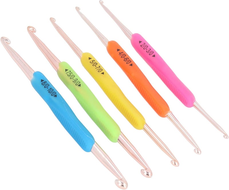 5 Pcs Double Ended Crochet Hooks, Aluminum Ergonomic Colorful Knitting Needles for Home Use - Smooth Yarn Glide, Number Marked, Comfortable Grip for Crochet Lovers - Image 4