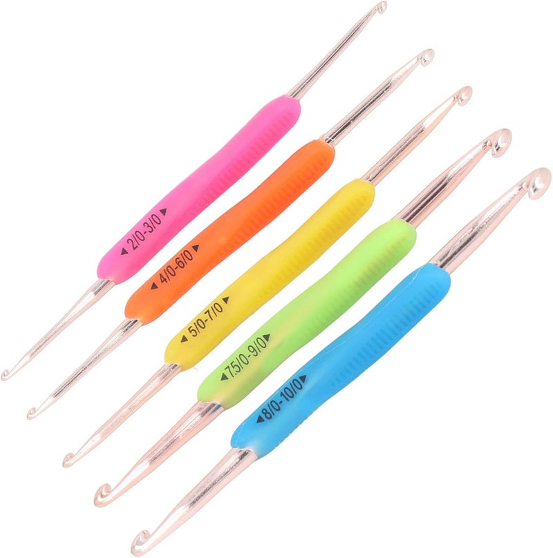 5 Pcs Double Ended Crochet Hooks, Aluminum Ergonomic Colorful Knitting Needles for Home Use - Smooth Yarn Glide, Number Marked, Comfortable Grip for Crochet Lovers - Image 5