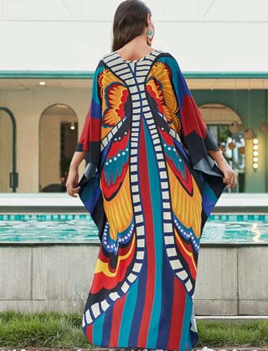 KECVOT Kaftan Dresses for Women Plus Size Batwing Sleeve Caftans Long Bathing Suit Cover Up Maxi Beach Dress Loungewear - Image 5