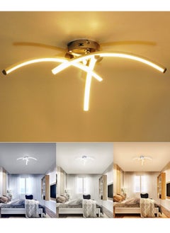 RATSAW LED Ceiling Light 3 Color Chandelier Lamp Modern Curved Design Ceiling Light with 3 Curved Light for Living Room Bedroom Dining Room 18W  Cold and Warm and Natural White  - Image 1