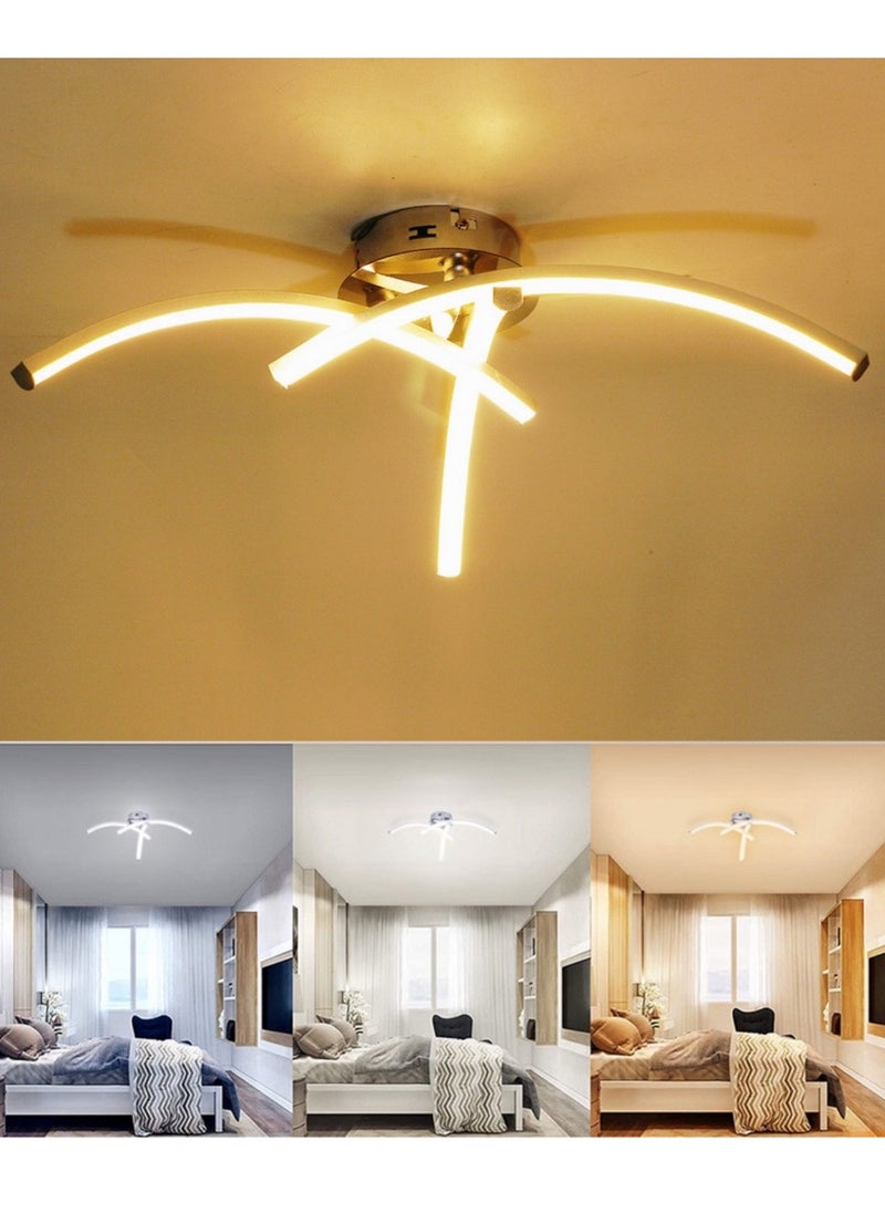 RATSAW - LED Ceiling Light 3 Color Chandelier Lamp Modern Curved Design Ceiling Light with 3 Curved Light for Living Room Bedroom Dining Room 18W  Cold and Warm and Natural White - Image 1