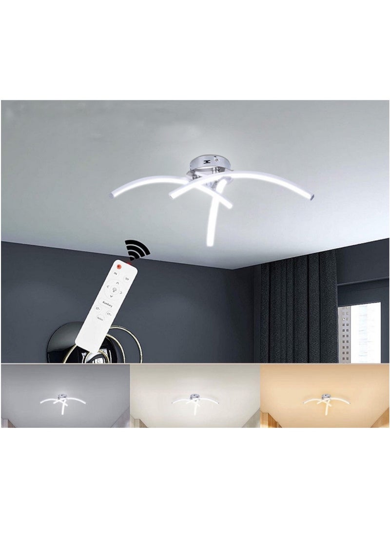 RATSAW - LED Ceiling Light 3 Color Chandelier Lamp Modern Curved Design Ceiling Light with 3 Curved Light for Living Room Bedroom Dining Room 18W  Cold and Warm and Natural White - Image 1