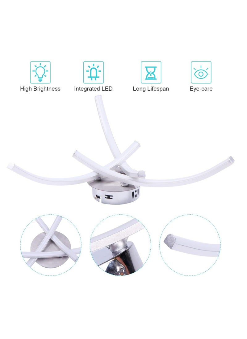 RATSAW - LED Ceiling Light 3 Color Chandelier Lamp Modern Curved Design Ceiling Light with 3 Curved Light for Living Room Bedroom Dining Room 18W  Cold and Warm and Natural White - Image 1