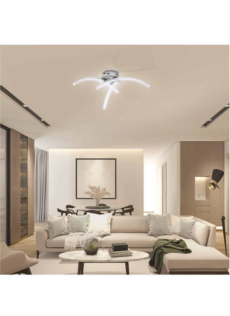 RATSAW - LED Ceiling Light 3 Color Chandelier Lamp Modern Curved Design Ceiling Light with 3 Curved Light for Living Room Bedroom Dining Room 18W  Cold and Warm and Natural White - Image 1