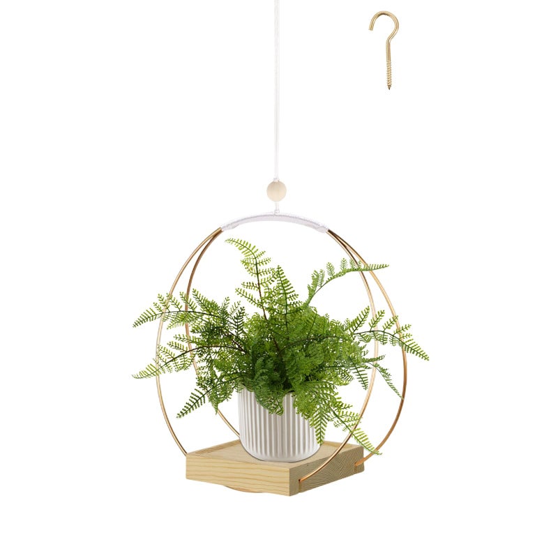hismocal Hanging Planter for Indoor Plants Plant Hanger with Sturdy Wood BaseModern Boho Macrame Plant HangerWall Ceiling Window StandsPlantsPots Not Included
