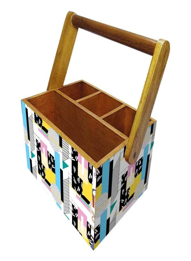 Nutcase spoon fork tissue holder for dining table kitchen restaurants cafe Cutlery holder with handle - Multi Box Pattern - Image 1