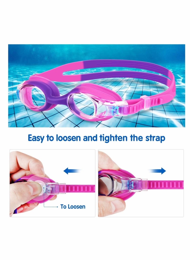 Excefore Kids Swimming Goggles, 2 Pack No Leak Adjustable Straps HD Silicone Anti Fog Kids Swim Goggles, UV Protection, Waterproof, Comfortable Fashion for Boys Girls (Age 6-14) - Image 2