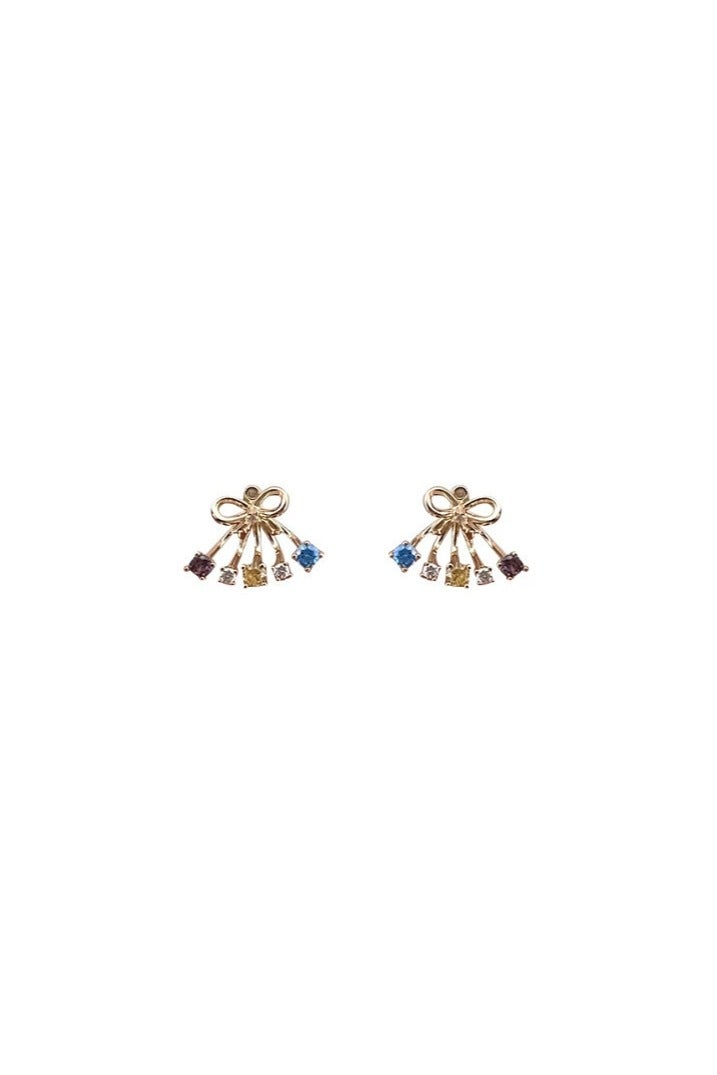 Goolsky 925 Sterling Silver Bow Stud Earrings for Women – Colorful Zircon Drop Dangle, Korean Style Elegant Statement Jewelry  - Image 5