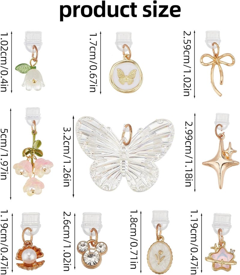 NICENEEDED 10Pcs Charms for Kindle, Butterfly Star Bow Flower Charms for E-Reader, Dust Plug Charm Compatible with Type C Charging Port Accessories for Kindle Gift for Book Lover Readers - Image 2