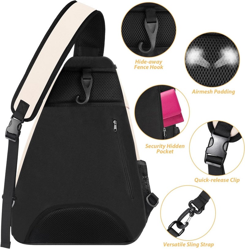 Ytonet Tennis Bag, Tennis Sling Backpack Crossbody Water Resistant for Men Women, Compatible for Pickleball Badminton Rackets - Image 5