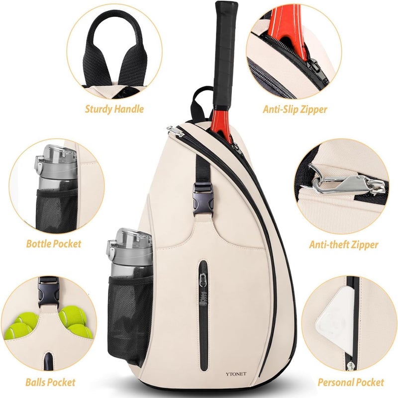 Ytonet Tennis Bag, Tennis Sling Backpack Crossbody Water Resistant for Men Women, Compatible for Pickleball Badminton Rackets - Image 4