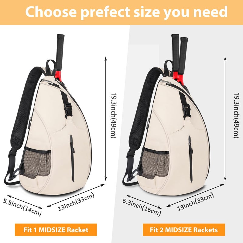 Ytonet Tennis Bag, Tennis Sling Backpack Crossbody Water Resistant for Men Women, Compatible for Pickleball Badminton Rackets - Image 2