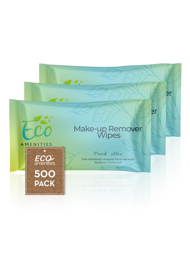إيكو أميناتيز مناديل إزالة المكياج الفردية من Ecoamenities بكميات كبيرة - مناديل إزالة المكياج للسفر مغلفة بشكل فردي للنساء - عبوة من 500 منديل فردي للوجه والعينين والشفتين - لطيفة ومناسبة لجميع أنواع البشرة - Image 1