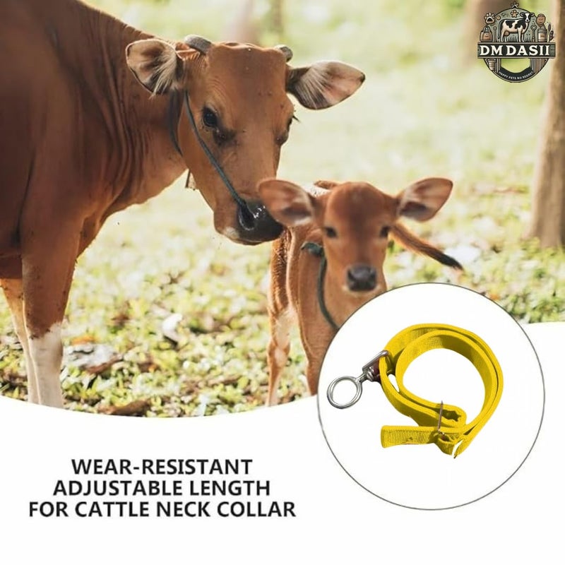 DM DASII MAT DM DASII Durable Cow & Buffalo Collar – Adjustable Nylon/Leather Neck Belt for Livestock, Strong & Waterproof, Comfortable Fit for Cattle, Heavy-Duty Buckle, Ideal for Farms, Dairy Use (Yellow) - Image 4