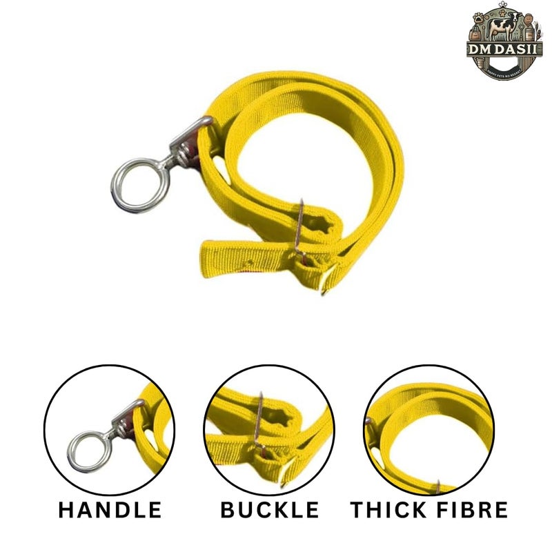 DM DASII MAT DM DASII Durable Cow & Buffalo Collar – Adjustable Nylon/Leather Neck Belt for Livestock, Strong & Waterproof, Comfortable Fit for Cattle, Heavy-Duty Buckle, Ideal for Farms, Dairy Use (Yellow) - Image 3