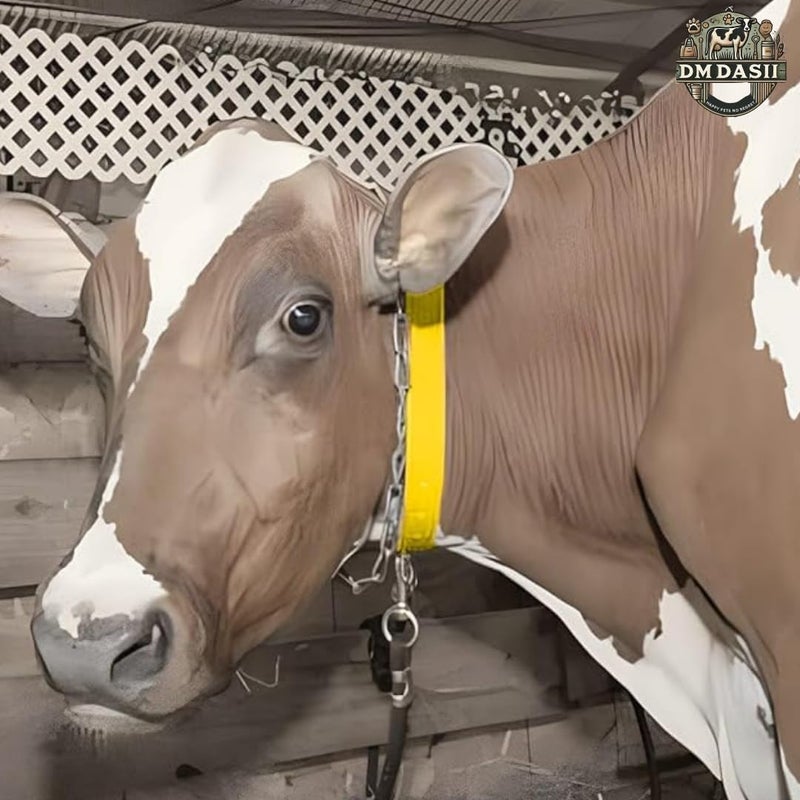 DM DASII MAT DM DASII Durable Cow & Buffalo Collar – Adjustable Nylon/Leather Neck Belt for Livestock, Strong & Waterproof, Comfortable Fit for Cattle, Heavy-Duty Buckle, Ideal for Farms, Dairy Use (Yellow) - Image 5