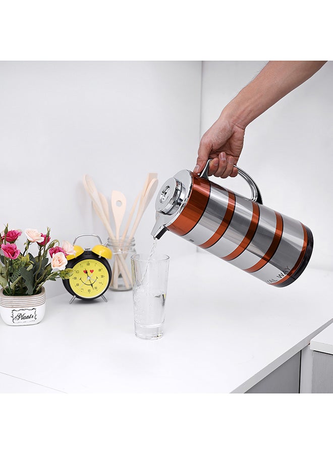 Royalford Double Wall Golden Figured Vacuum Flask Silver/Orange 1Liters - Image 5