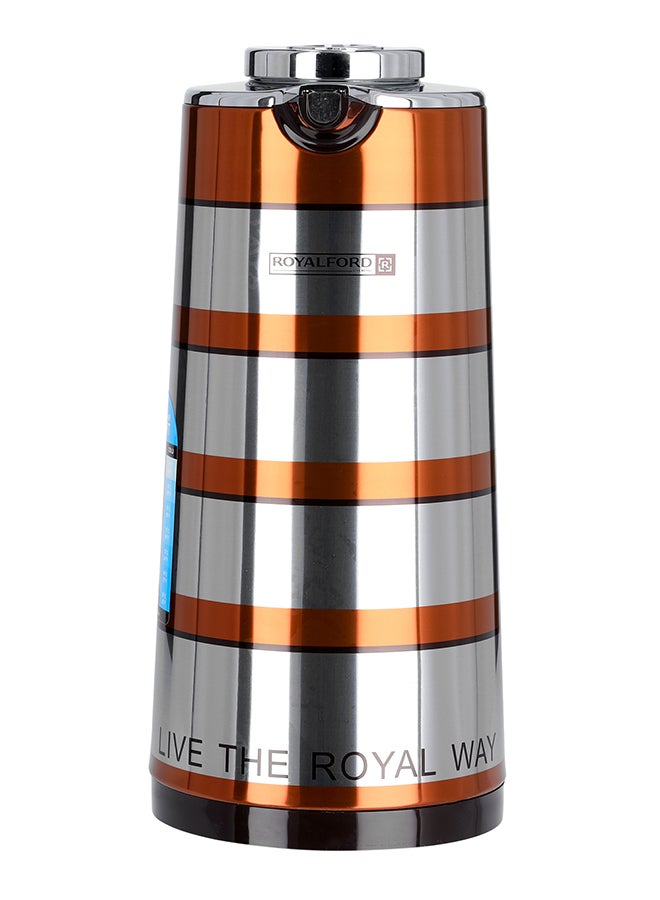 Royalford Double Wall Golden Figured Vacuum Flask Silver/Orange 1Liters - Image 3