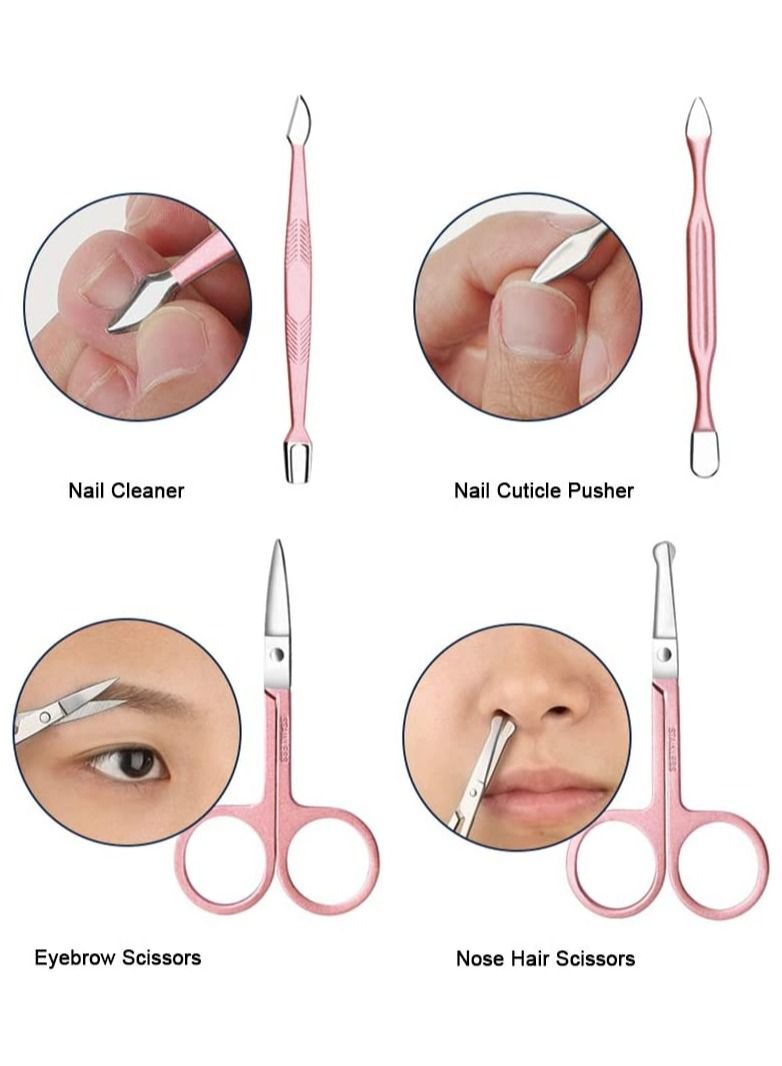 ORiTi Nail Clippers Set 18pcs Pedicure Manicure Tool Kit with Acne Needle Nail File Trimmer Nose Hair Eyebrow Scissors Tool for Hand Foot  - Image 5