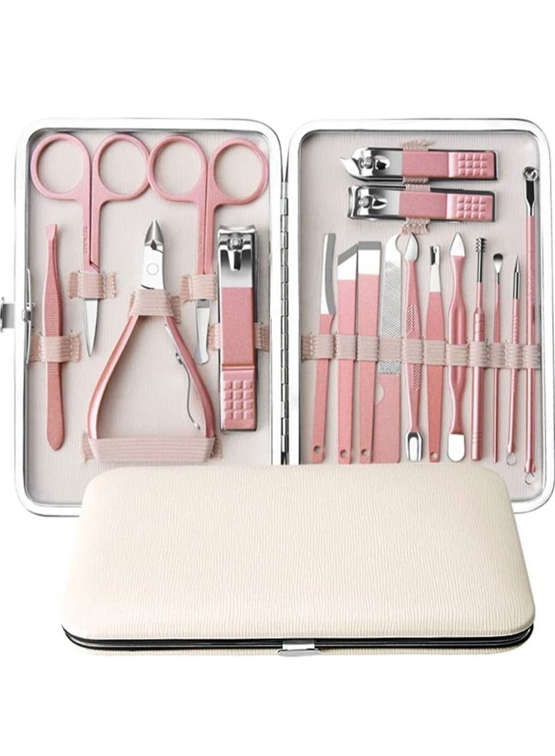 ORiTi Nail Clippers Set 18pcs Pedicure Manicure Tool Kit with Acne Needle Nail File Trimmer Nose Hair Eyebrow Scissors Tool for Hand Foot  - Image 1