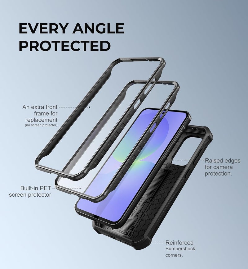 Dexnor for Samsung Galaxy A36-5G Case, [2 Front Frame] [Built-in Magnetic Slide Camera Cover & Kickstand] Heavy Duty Protection Shockproof Phone Case with Screen Protector, 6.7 inch Black - Image 5