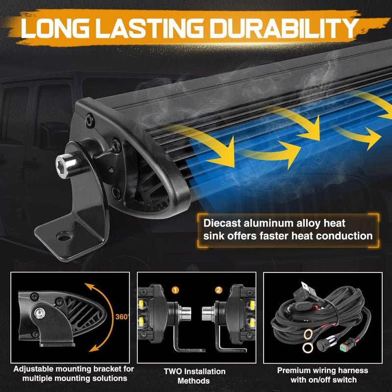 Niking Auto 30" Single Row LED Light Bar 240W - Waterproof Off-Road Work Light for Trucks, SUVs, and Boats - Image 5