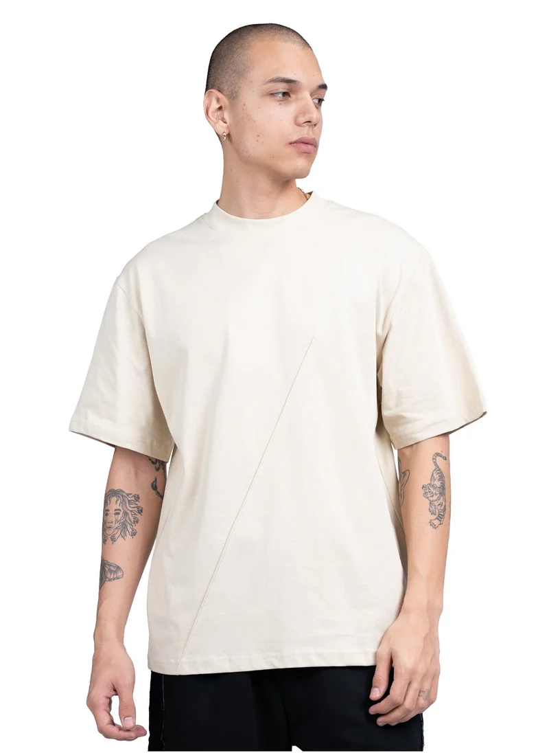 TANJIM SQUAD - BEIGE SLASH T-SHIRT