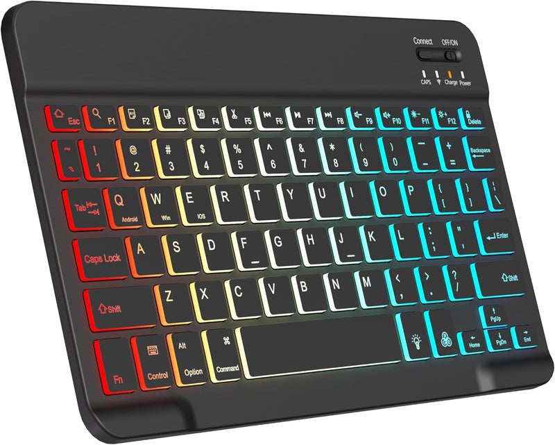 NOOX Backlit Bluetooth Keyboard for iPad, Tablets, and Smartphones - Rechargeable, Lightweight, Slim Design - Image 1